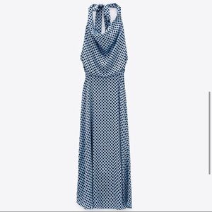 Chic Zara Light Blue Polka Dot Halter Dress